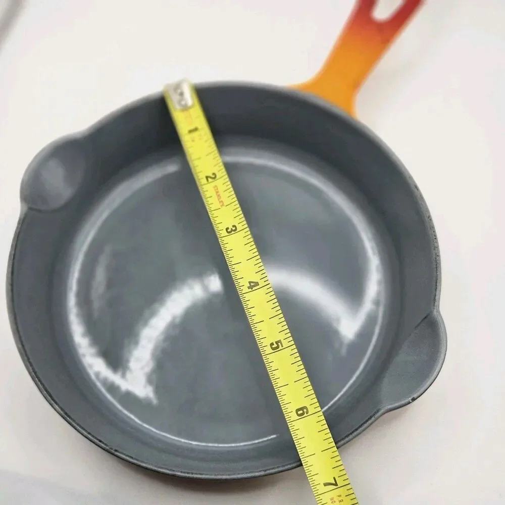 Vintage Unmarked Descoware Enamelware Fry Pan Flame Orange #3 Made In Belgium